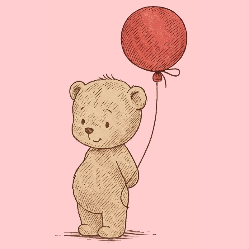 Cute bear lover with balloon