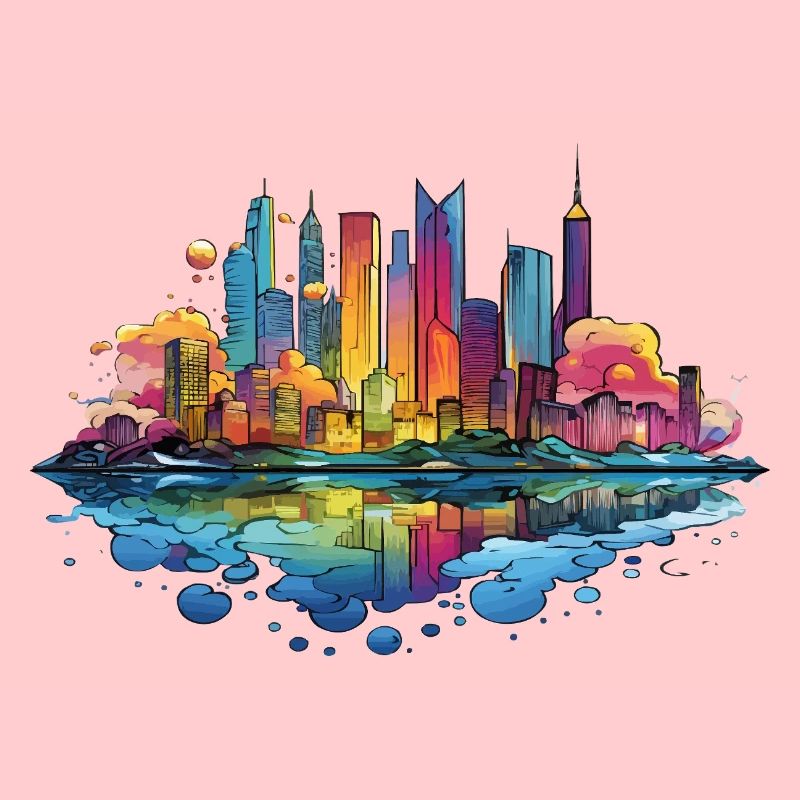 Bunte Skyline Reflektion
