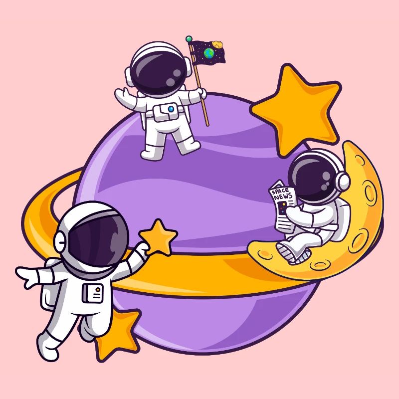 Équipe d’astronautes dans la sphère lunaire spatiale