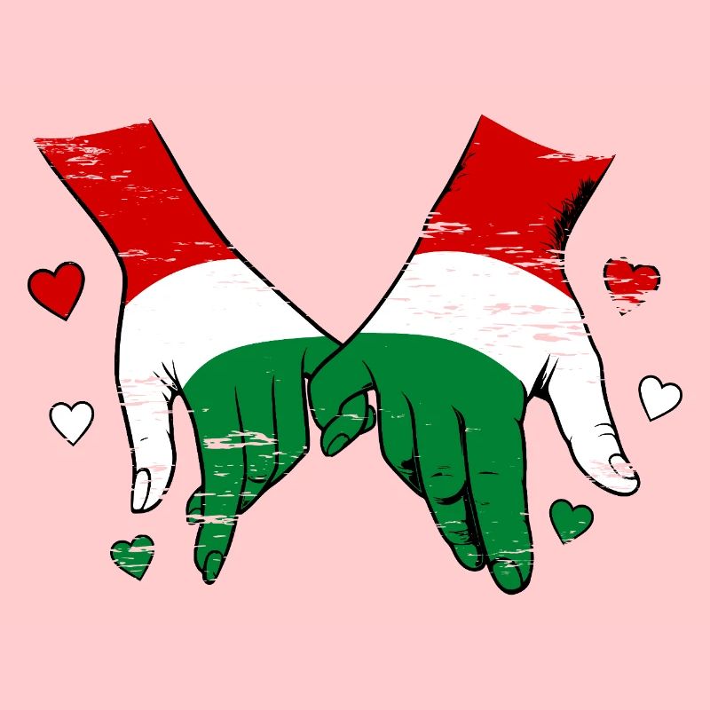 Drapeau hongrois main dans la main utilisé