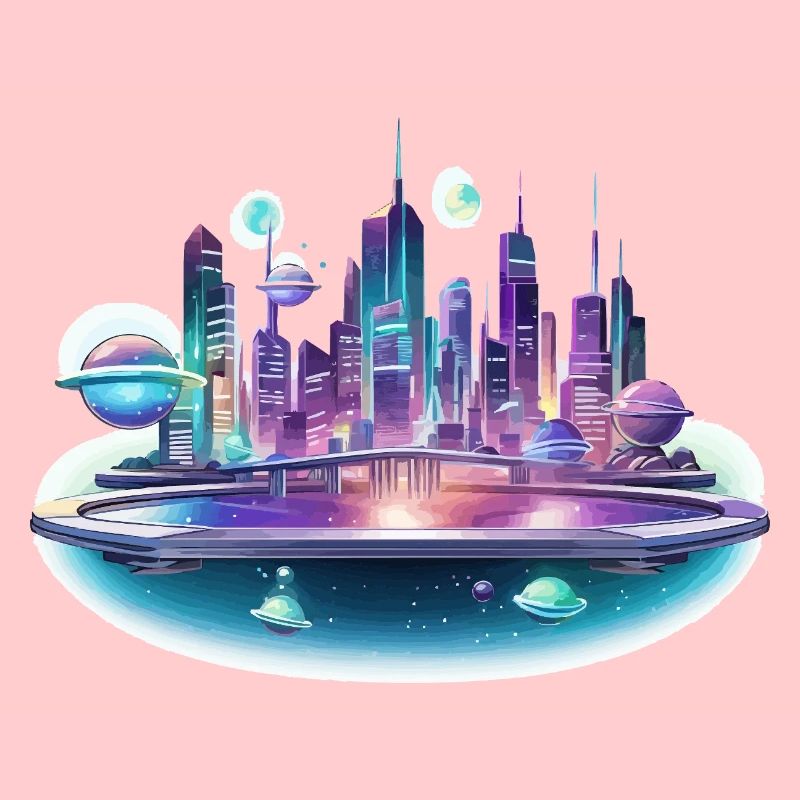 Silhouette de la Cité Spatiale Néon