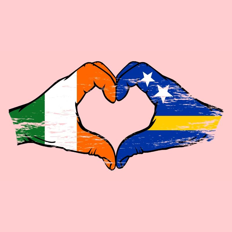 Irlande Drapeau Curaçao mains en forme de cœur utilisée