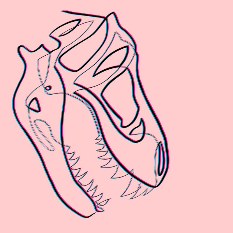 T-rex skull in single line blurred effect