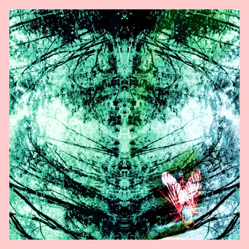 Forest Reflection Teal Butterfly