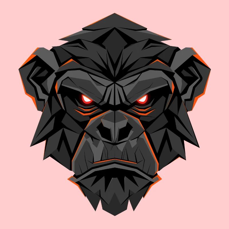 Neon Gorilla Lowpoly Face