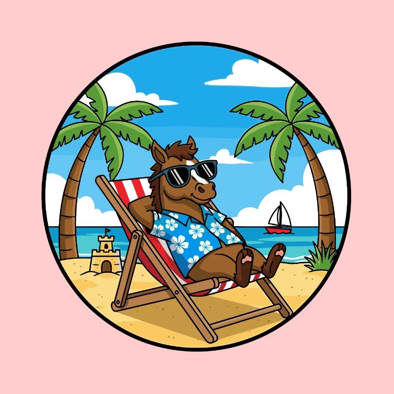 Cool Horse Beach Vacation Summer Vibes