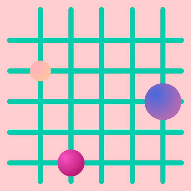 Geometrisches Grid mit Farb-Sphären