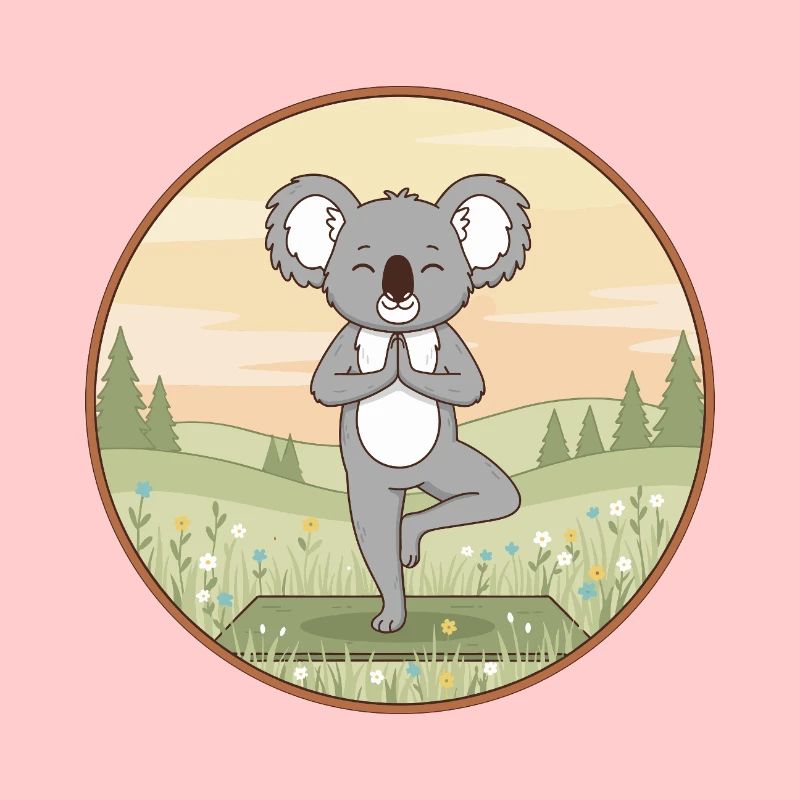 Yoga Koala Bear Doing Tree Pose Art