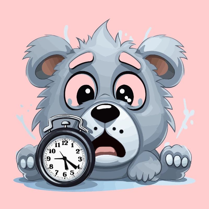 Cuddly dog with alarm clock