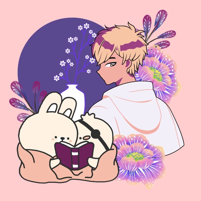 Anime Boy et Animaux avec un dessin cache-œil