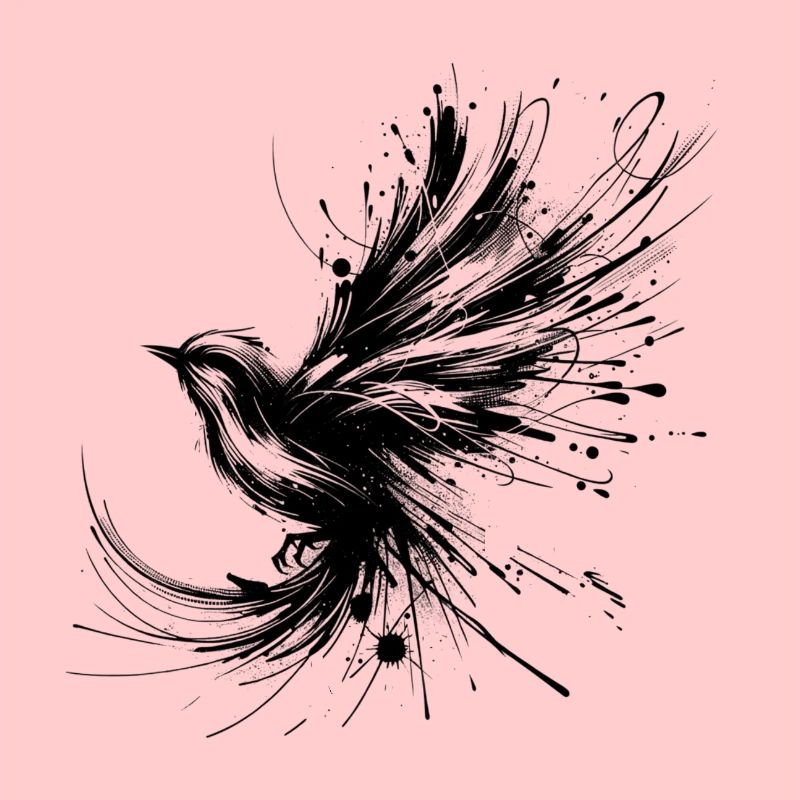 Schwarzer Vogel im InkArt-Stil