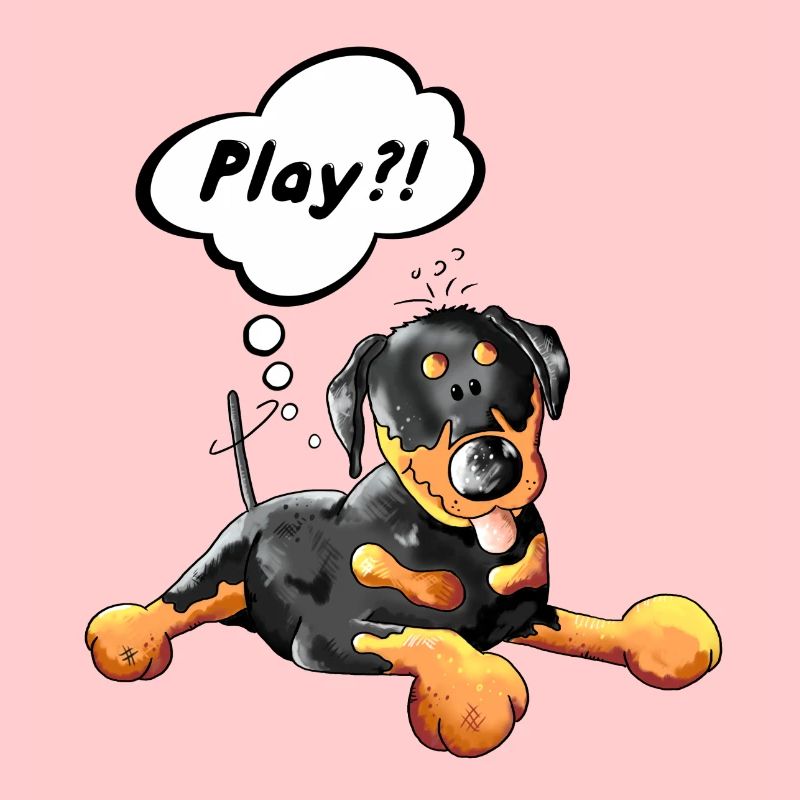 Rottweiler denkt sich Play