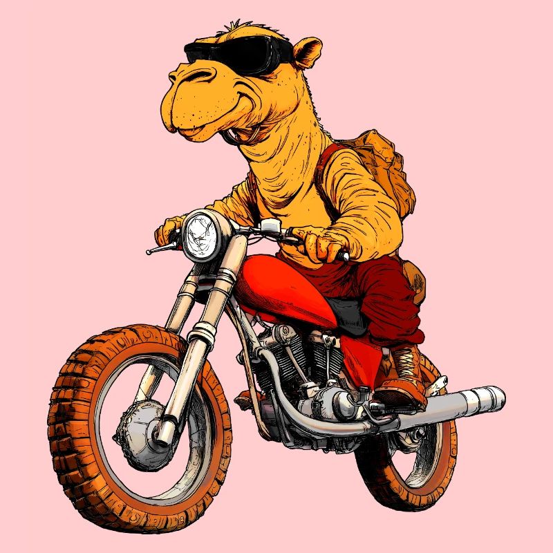 Kamel Motorradfahrer