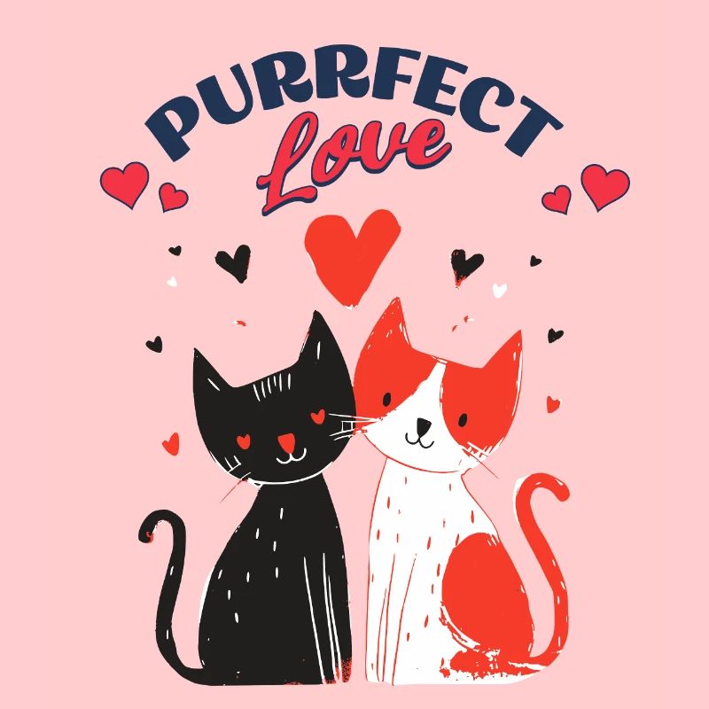 Katzenliebe Duo mit Herzen