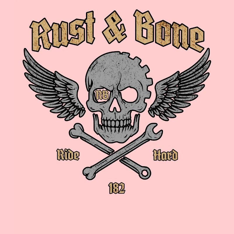 Rust Bone Motorrad Skull Wing Design