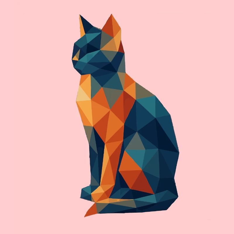 Geometrische Polygonkatze BlauOrange