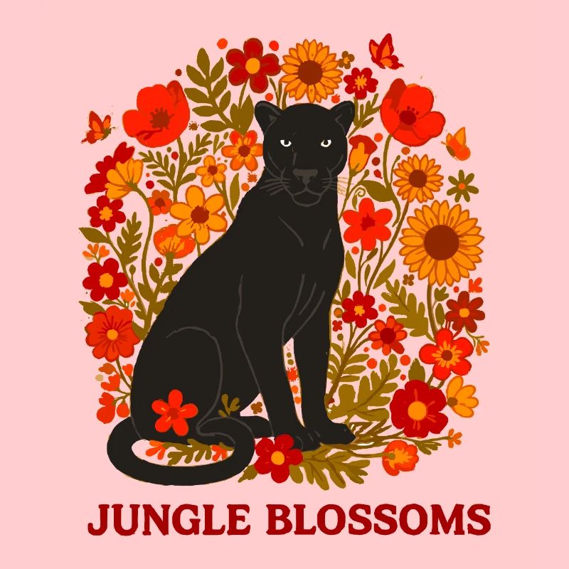 Panthère Noire et Jungle Fleurs botanique