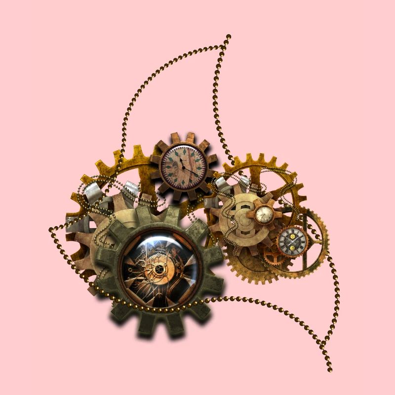 Steampunk, wunderbare Uhr mit Getriebe.