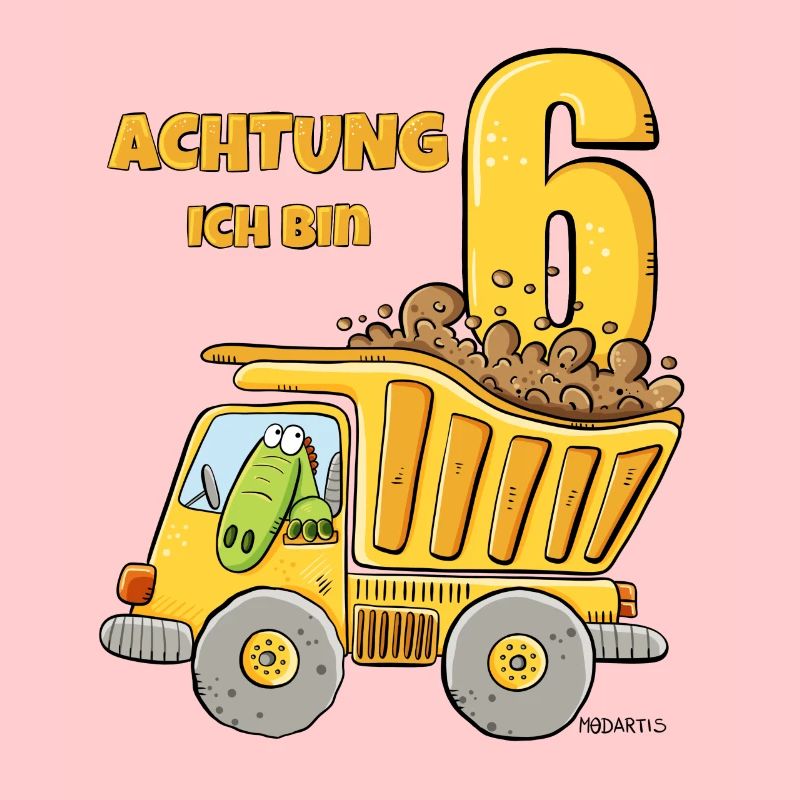 Ich bin Sechs Kipplaster Baustelle 6 Geburtstag