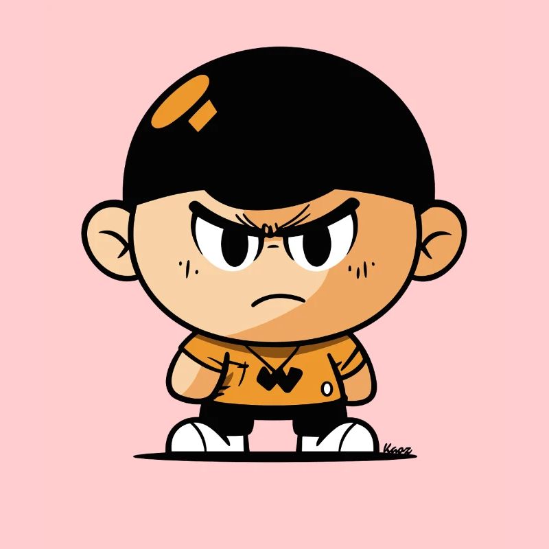 Fierce Cartoon Boy Illustration