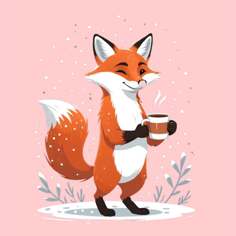 Fuchs mit Kaffee im Winter