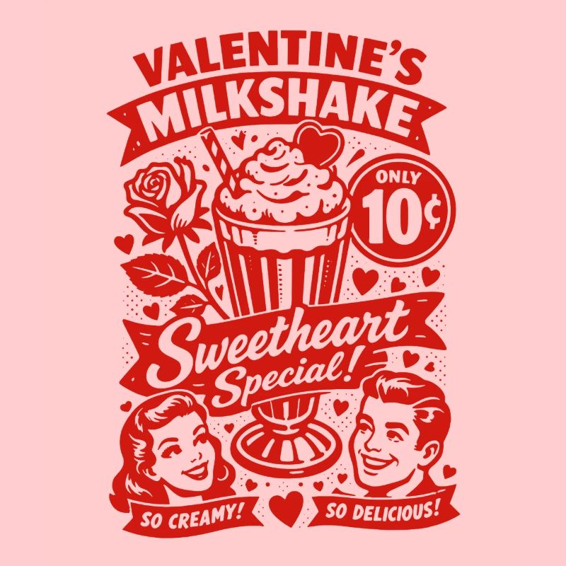 50s Valentine's milkshake for lovers