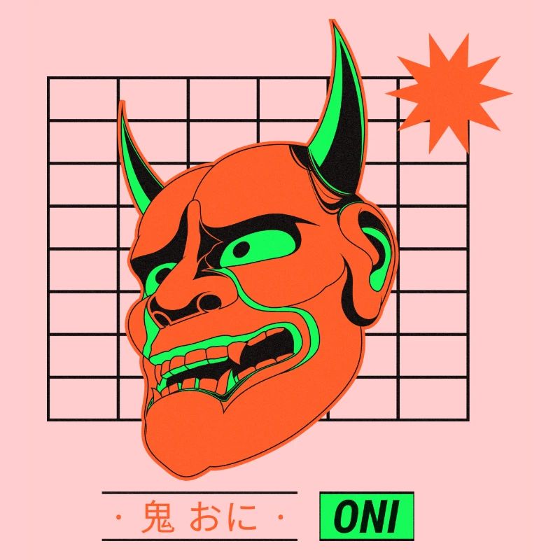 Neon Oni Mask Design 