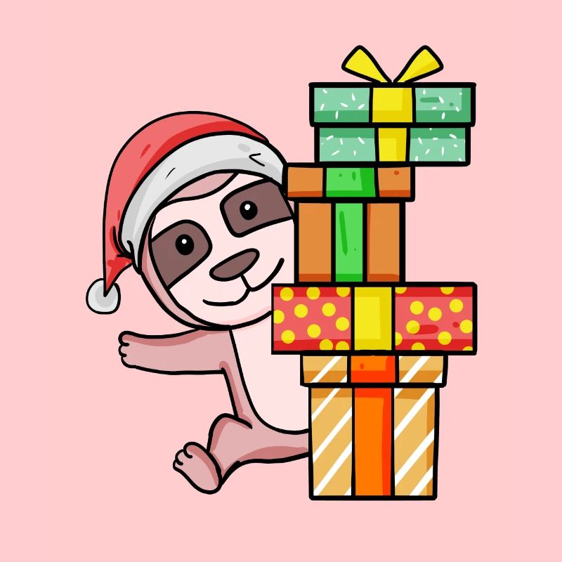 Faultier mit Weihnachtsmütze