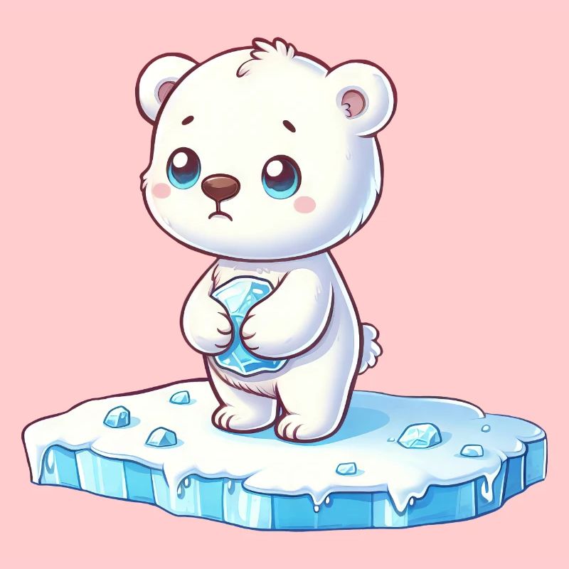 Polar bear on ice floe global warming