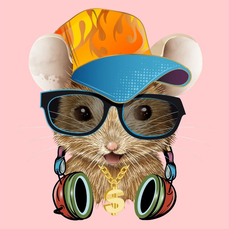 coole Maus mit Basecap,Sonnenbrille und Kopfhörer