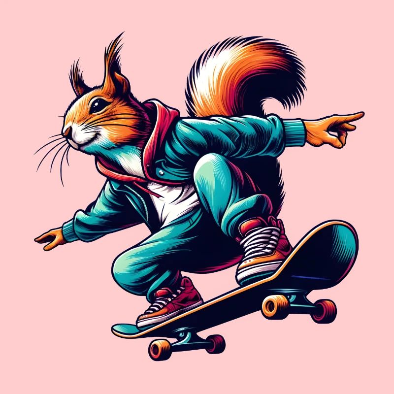Cool squirrel on a skateboard
