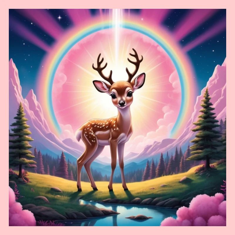 Cerf avec arc-en-ciel