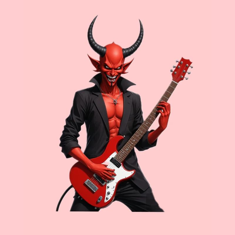 Teufel mit roter E-Gitarre