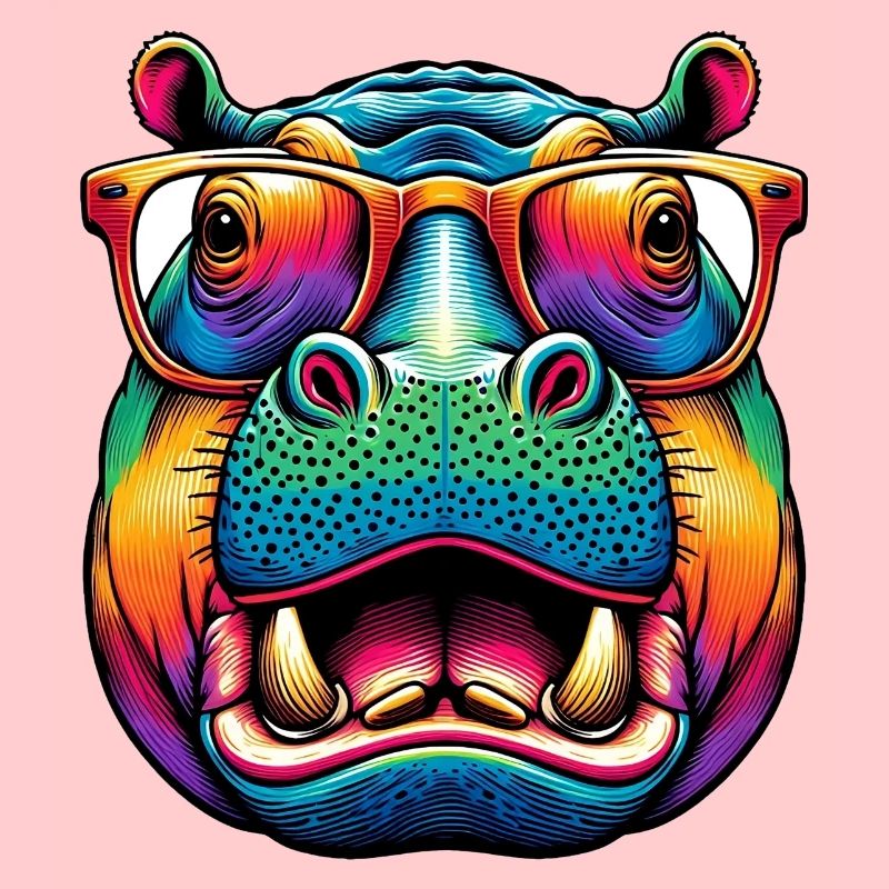 Nilpferd mit Brille