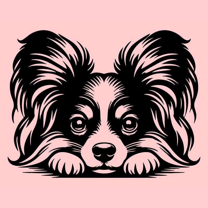 Papillon Kopf mit Pfoten