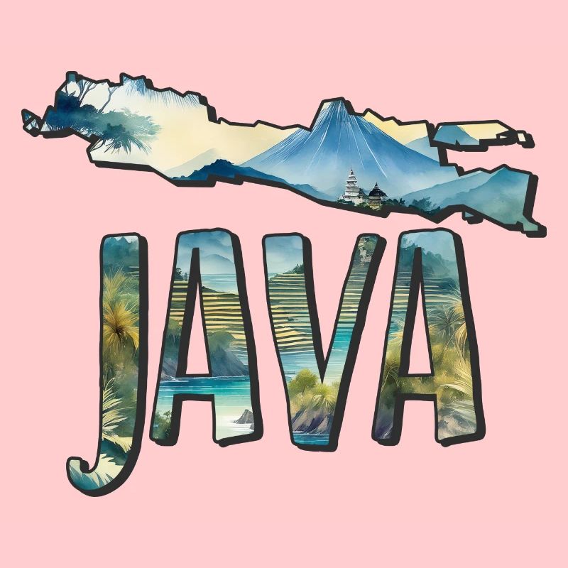 Aquarell Landkarte Java