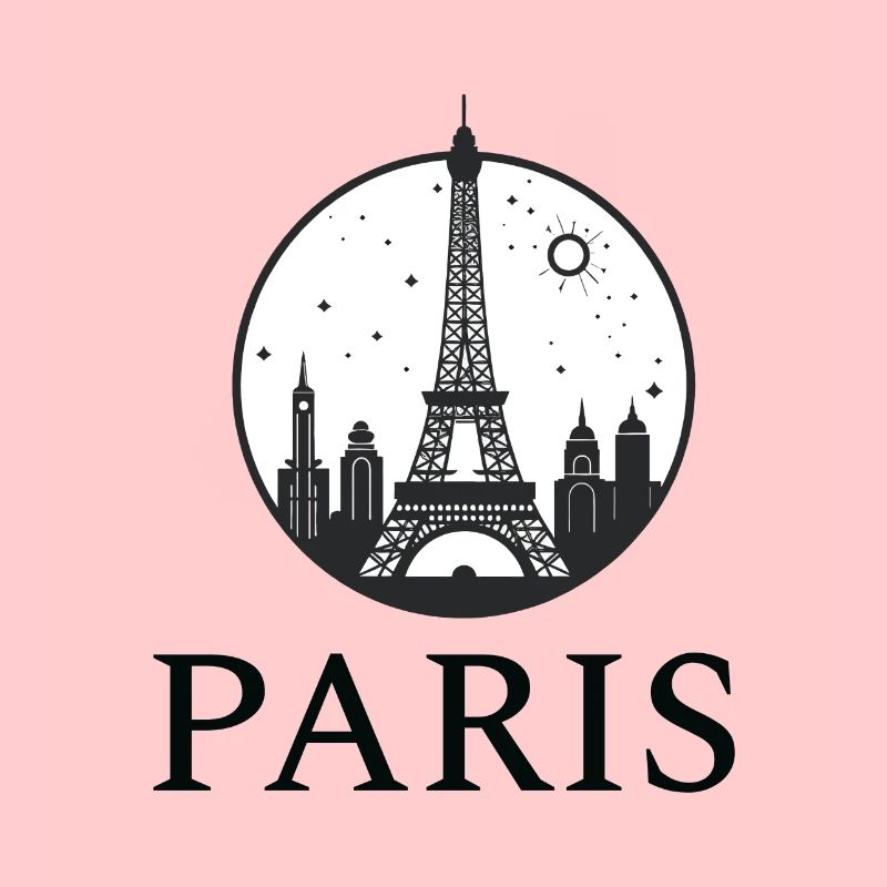 Silhouette de la tour Eiffel de Paris en cercle
