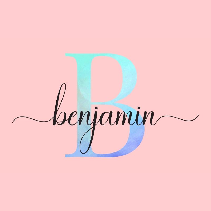B| Monogramm | Name | Benjamin | Watercolor