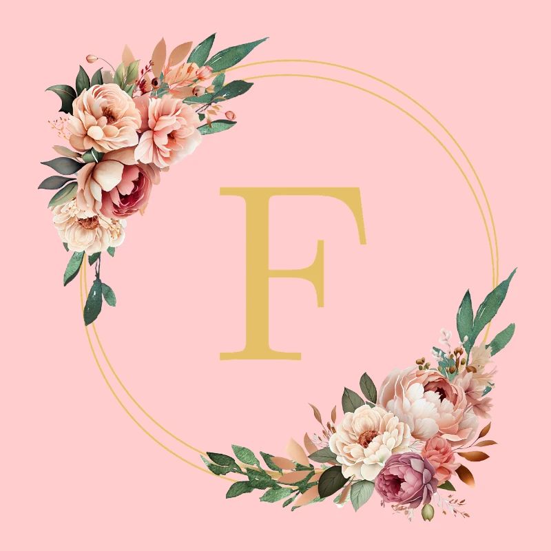 F Monogram, Couronne de fleurs, Personnalisable