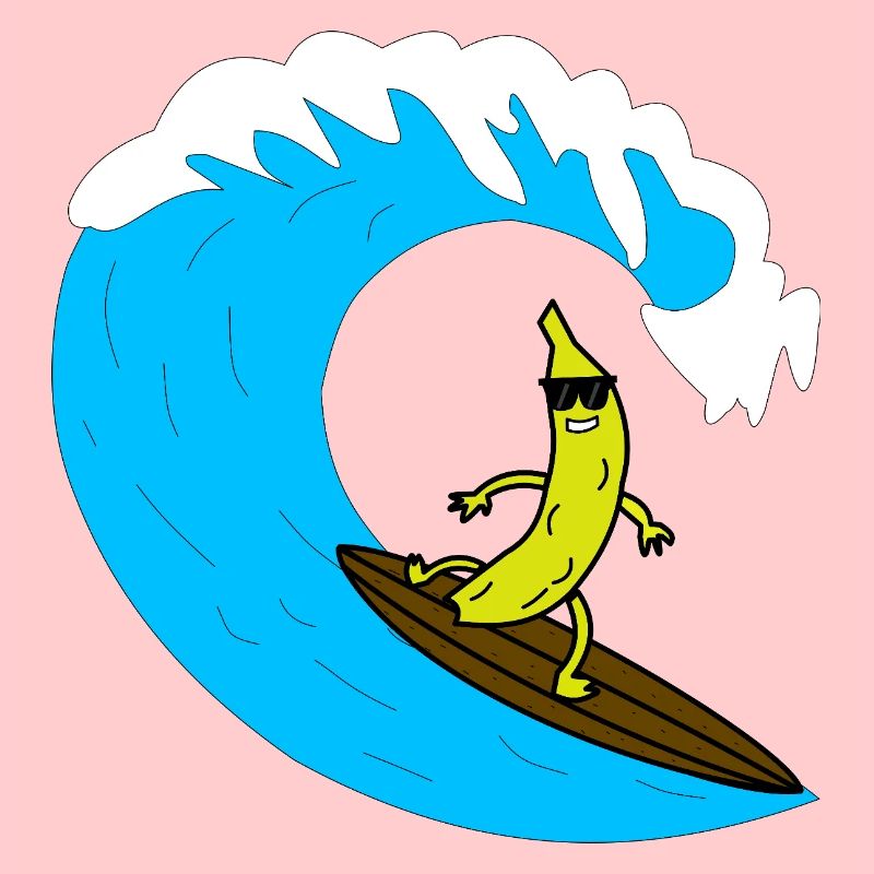 Banana surfer on wave