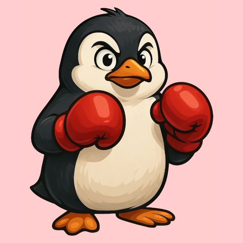 Cool pingouin boxer se bat dans la conception de dessin animé