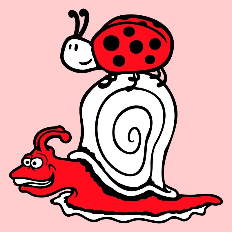 Escargot 2 Amis Coccinelle Équipe Rapide Mignon