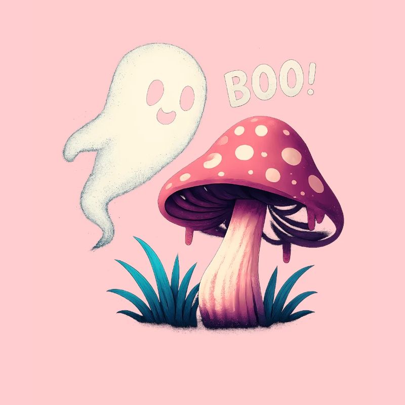 Mystical mushroom with ghost accent