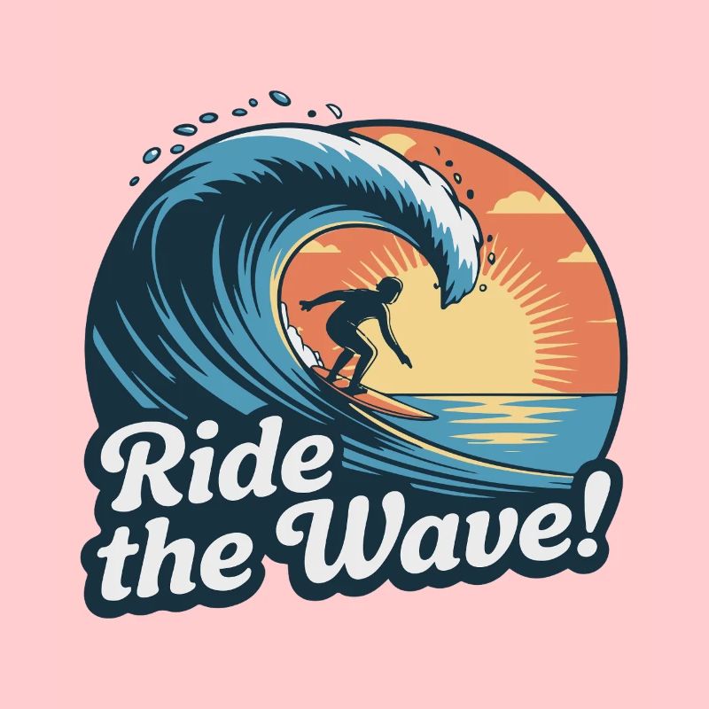 Conception de vagues de surf au coucher du soleil