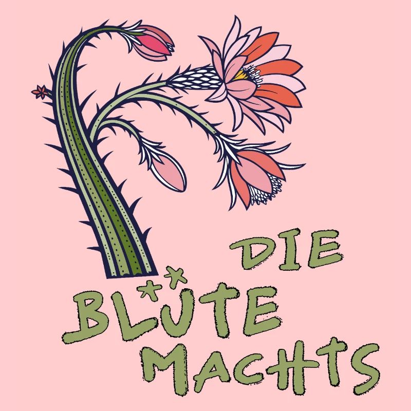 Kaktus mit Blüte und Spruch