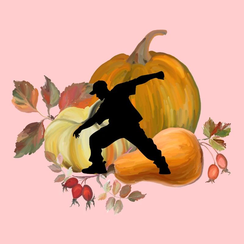 Dynamic Dancer in Autumn Pumpkin Scene Art