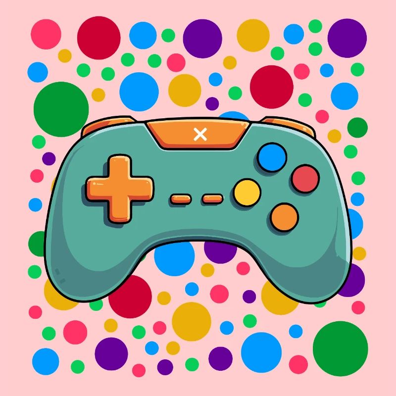 Colourful Gaming Controller Spotty Dotted Gaming