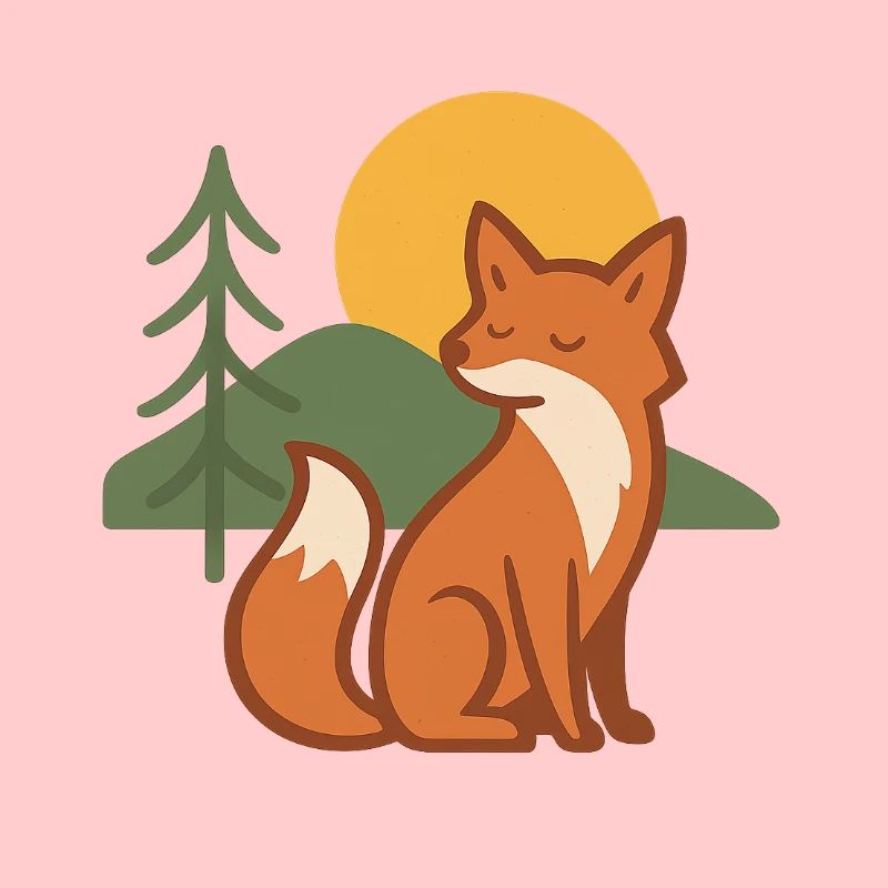 Forest fox at sunset