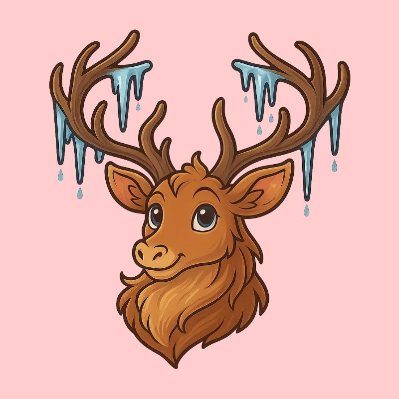 Winter deer with icicles