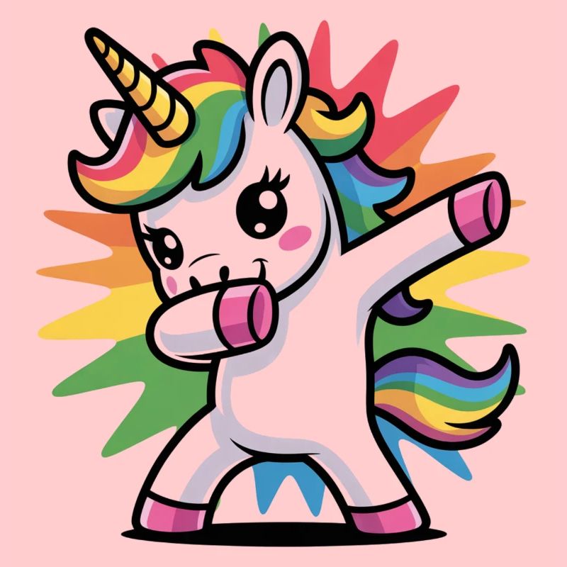 Buntes Einhorn mit Regenbogen-Mähne